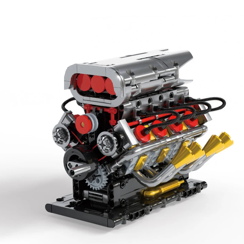 Technical America Muscle Sport Car V8 Engine Building Block Motor Model Sets Steam Bricks Supercar Educational Toys Collection