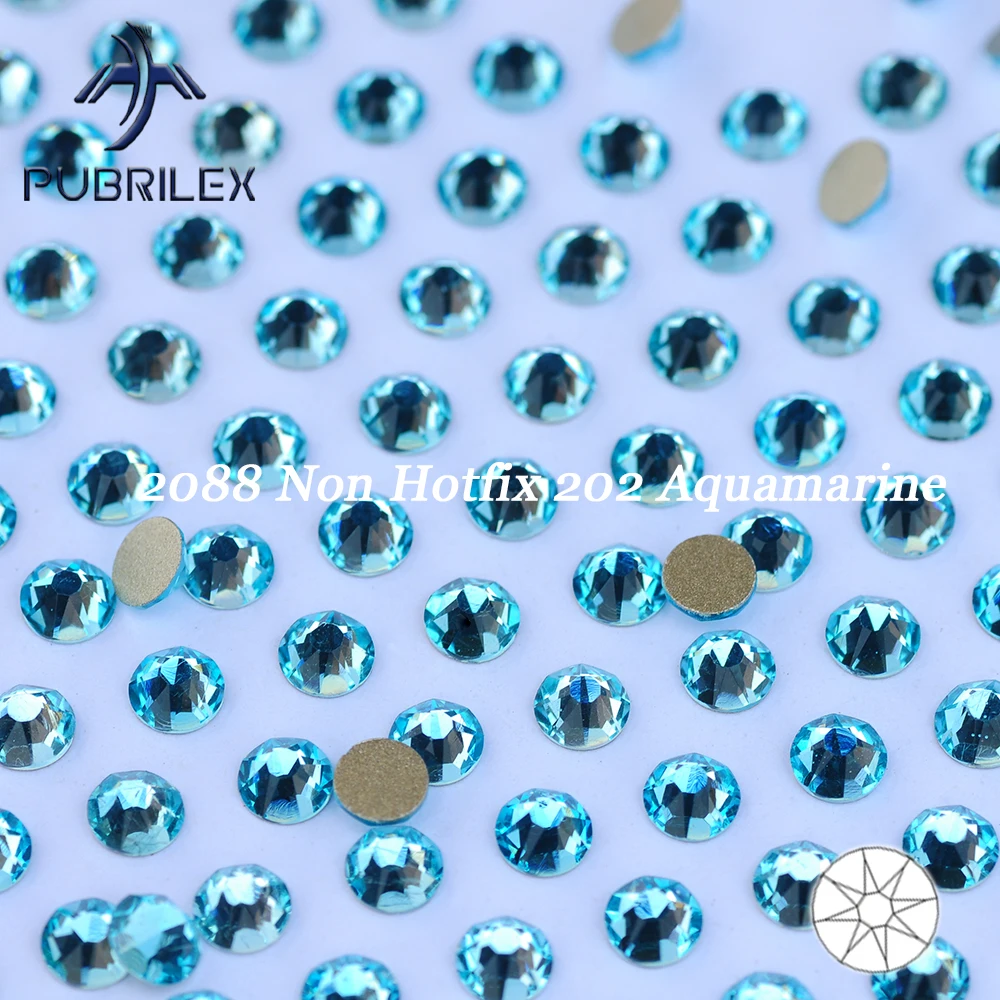 

PUBRILEX 2088NoHF Аквамарин 8 больших 8 маленьких страз без горячей фиксации 16 кристаллов для лица со стразами для куртки