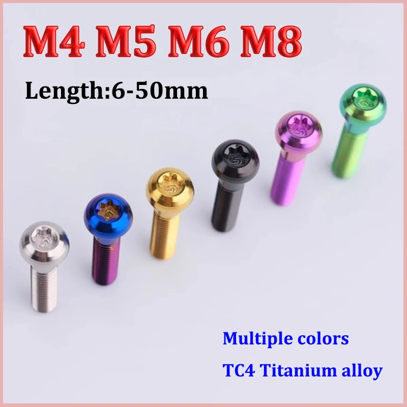 

1pc Titanium Alloy Bolts M4 M5 M6 M8 x 6 8 9 10 12 14 15 16 18 20 25 30 35 40 45 50mm Inner Plum Screw For Bicycle Accessories