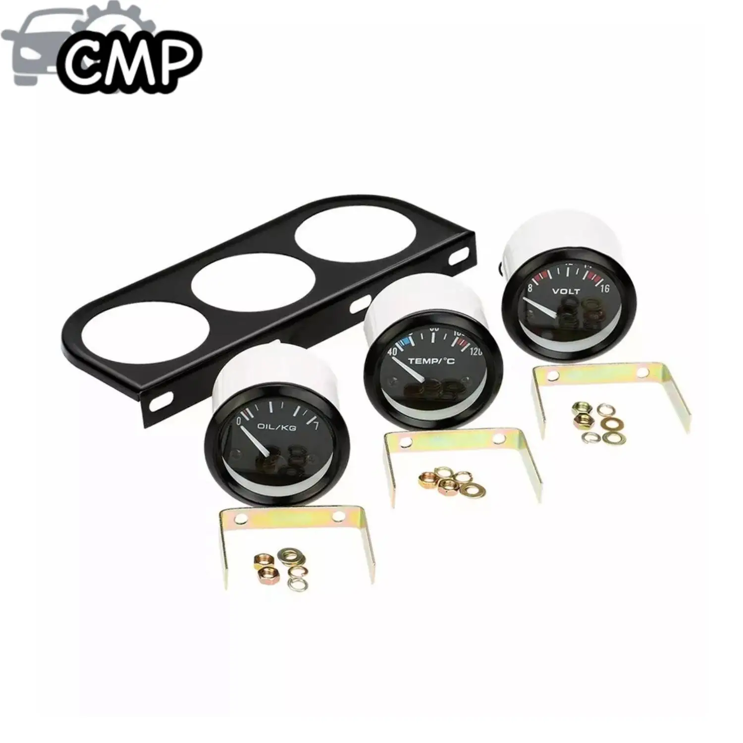

52MM 3 In 1 Oil Pressure Gauge+Volt Meter + Water Temp Gauge Kit W/Sensor Oil Temperature Volt Meter Gauge Triple Meter Car Part