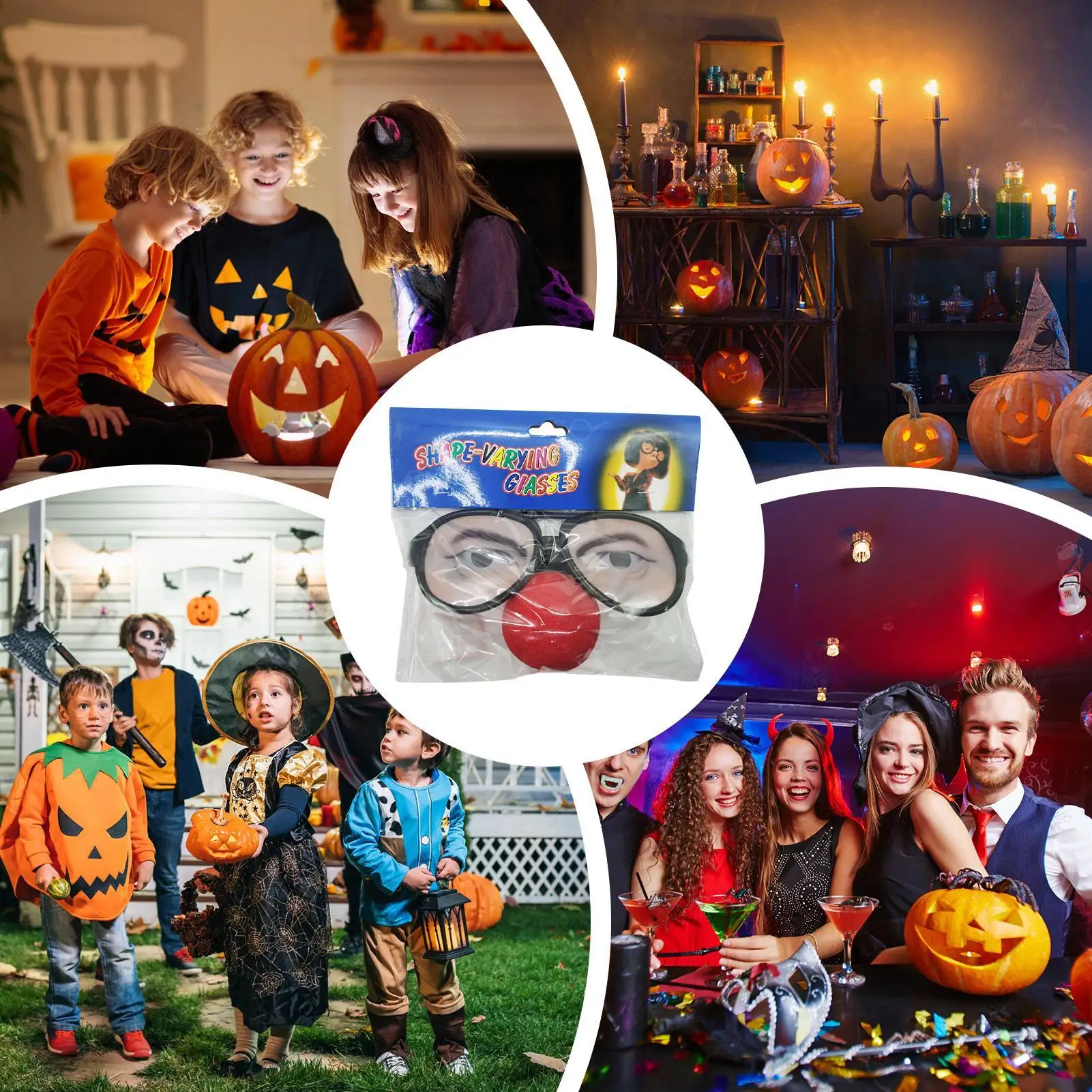 Scherzo Travestimento Occhiali Occhiali maschili e femminili per scherzi Aspetto unico Feste Accessorio per riunione di famiglia Halloween