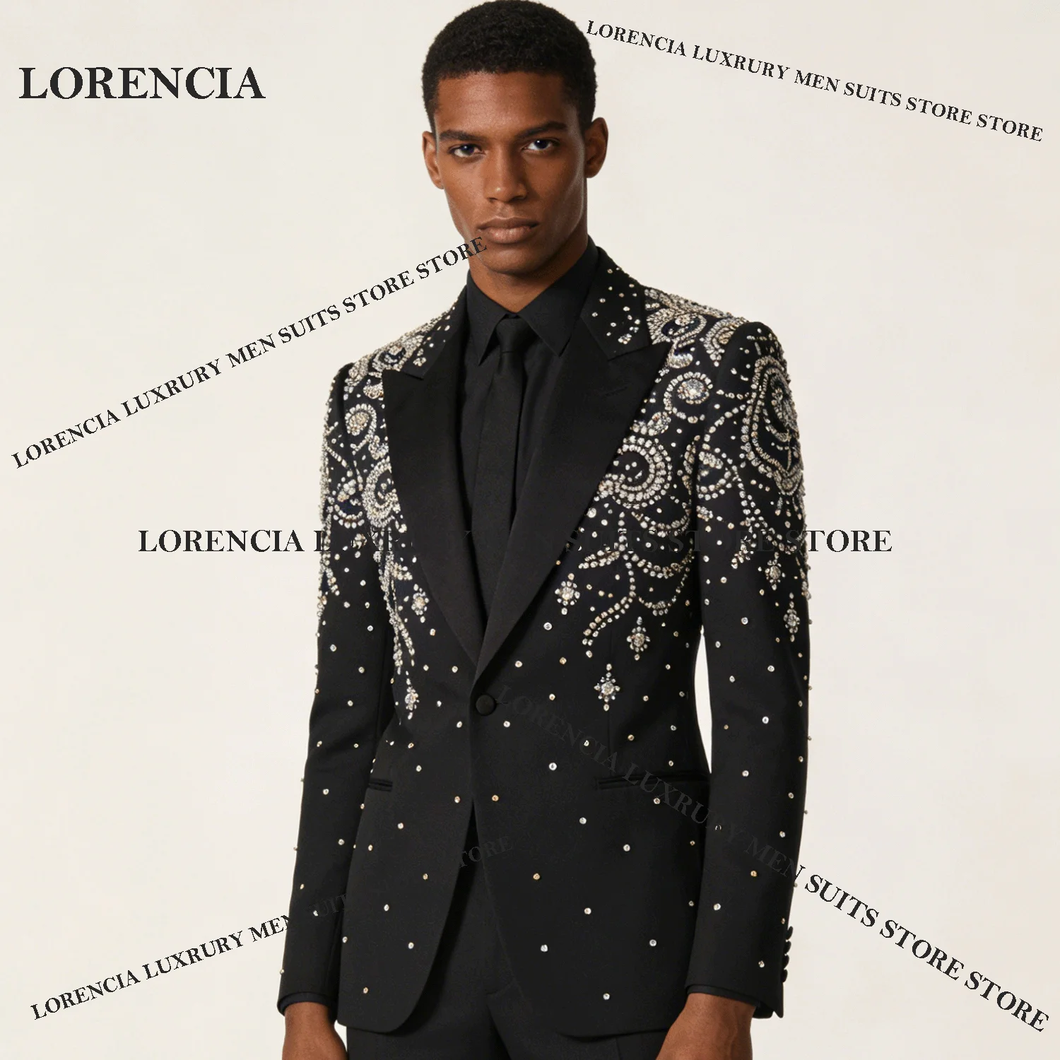 

Exquisite Customized Men Diamond Design Suits Sparkly Wedding Tuxedos Glitter Slim Ropa hombre 3 Pieces Sets Groom Male Blazers