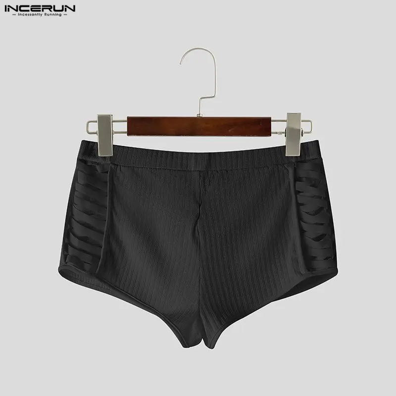 INCERUN Herren-Shorts mit Schnürung, ausgehöhlt, Patchwork, lässige Herren-Unterteile, Sommer, sexy Homewear 2026, stilvolle Workout-Shorts für Herren