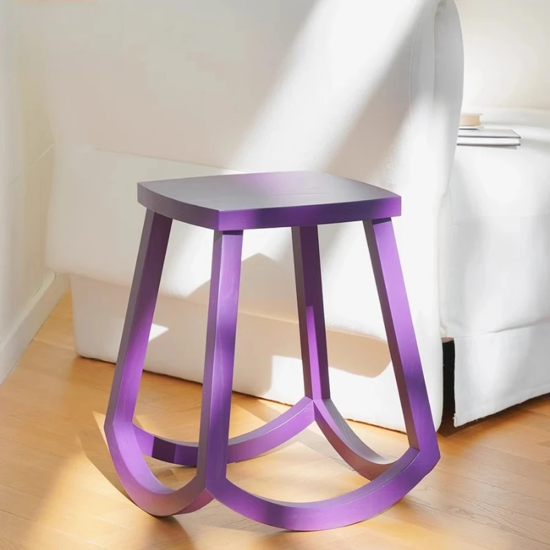 

Letter stool household solid wood small stool designer model, light luxury high-end dining chair girls bedroom makeup stool