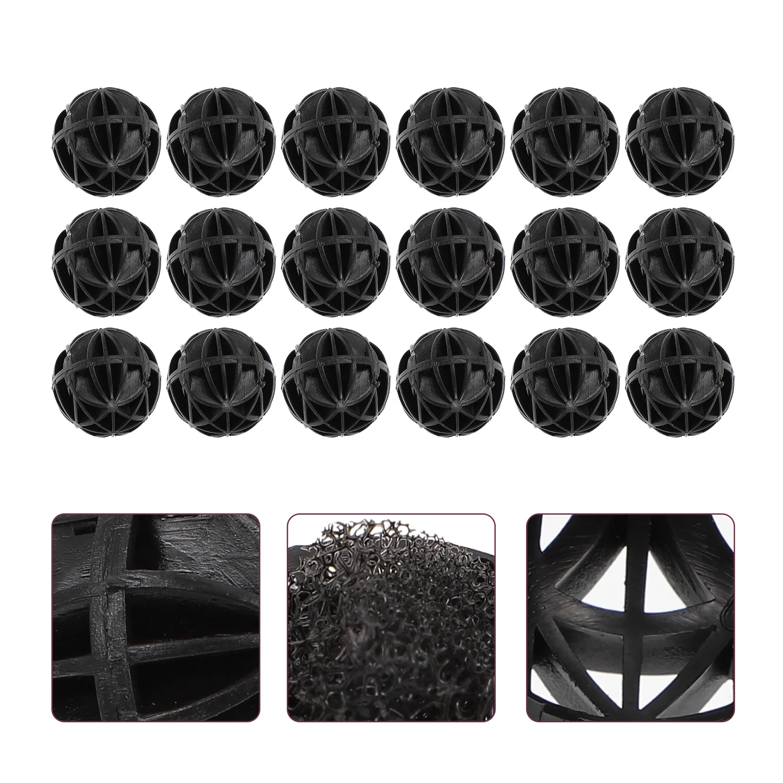 

150pcs Bio Balls 26mm Filtration Material for Fish Tank Pond Aquarium Supplies Practical Filter Media Black Color