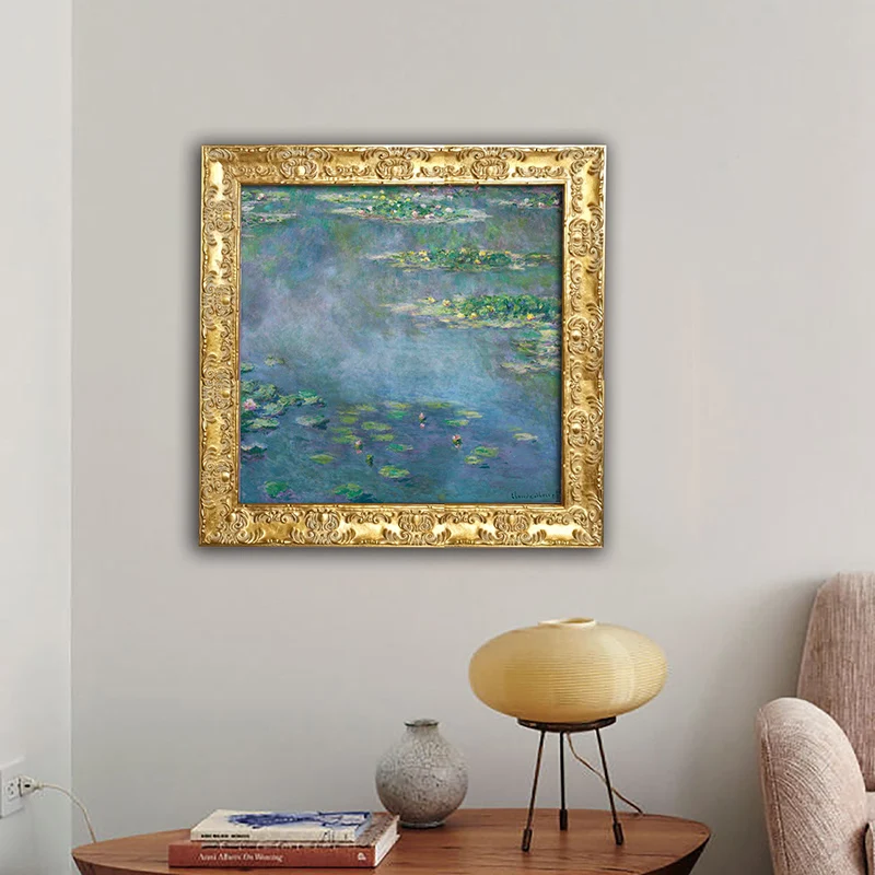 

Picture frame, Monet purple water lily retro niche American light luxury background wall decorative painting oil painting orname