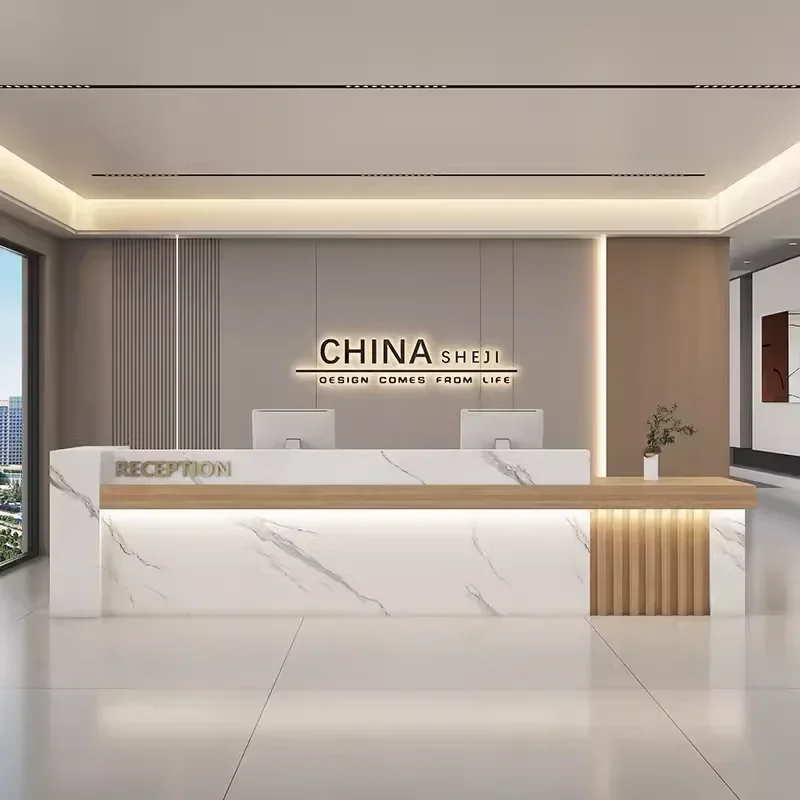 

Simple Modern Company Hotel Reception Table Beauty Salon Reception Desk Clothing Store Cashier Counter Bar