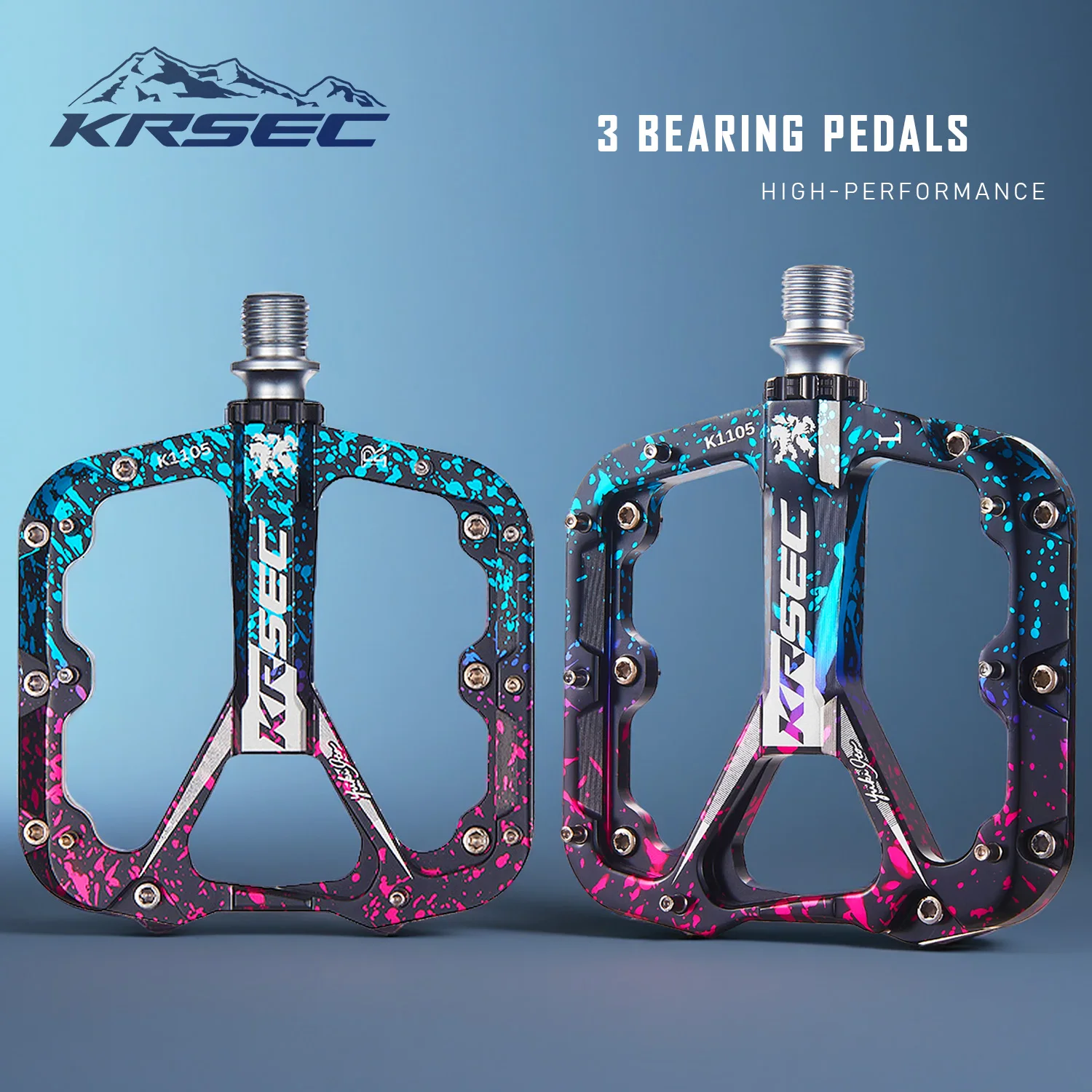 KRSEC Bicycle Pedal Aluminum alloy Ultralight Seal 3 Bearing MTB Bicycle Pedals Accessories Mountain Road Bike Bearing Pedal