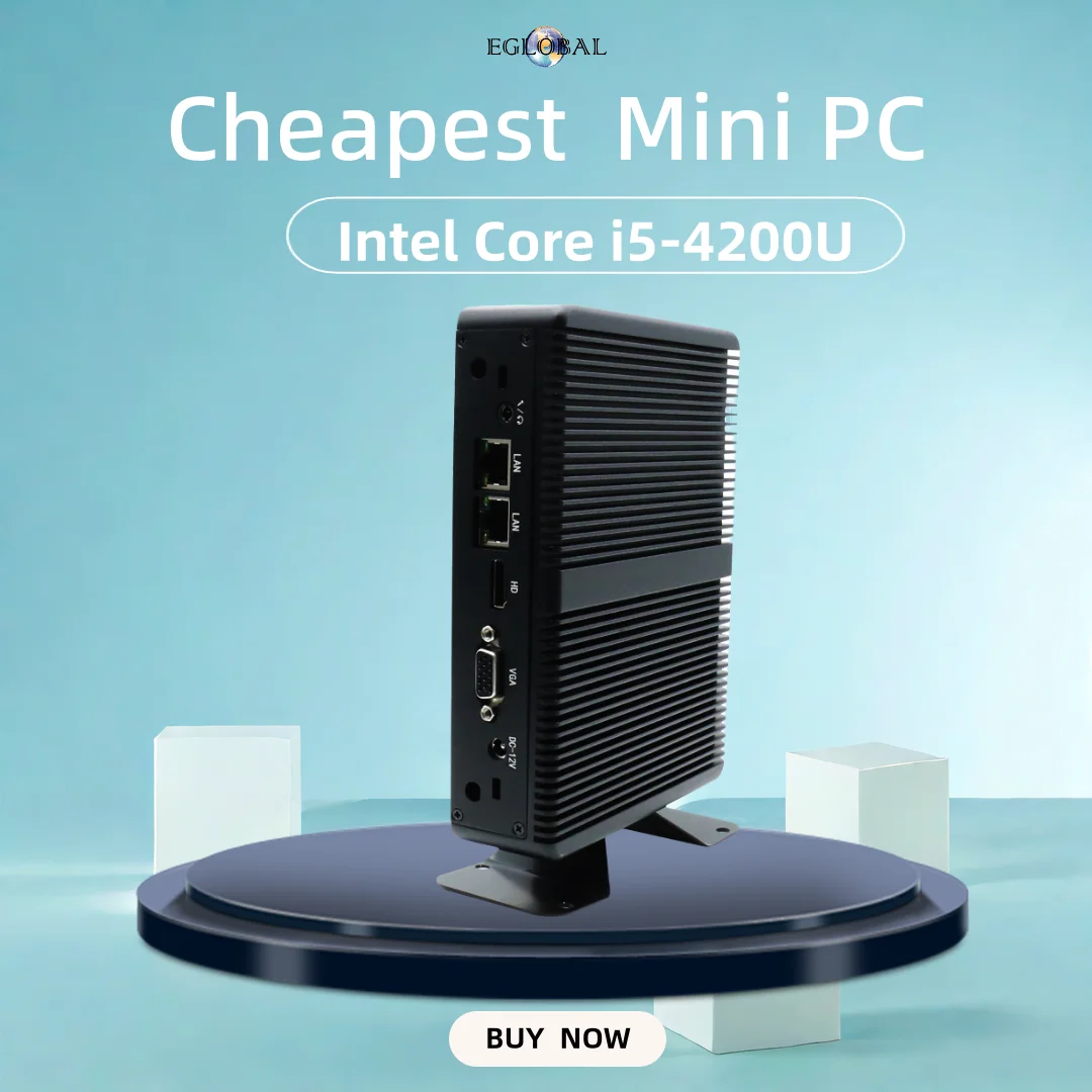 

Eglobal Cheapest Fanless Industrial Computer with Intel Core I5 4200U Mini Pc 2RS232 Com 2 LANS Mini Desktop