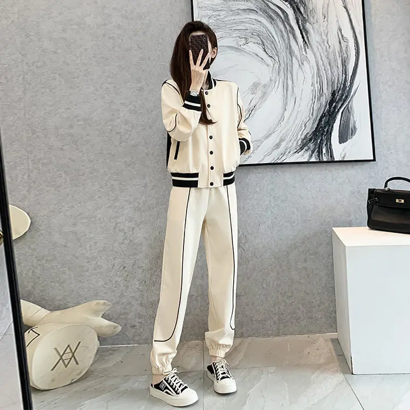 

2024 Casual 2 Piece Women's Sportswear Autumn Tracksuit Pants Tracksuit Sweatshirt Suit Running Jogging Set Korean Clothing E185