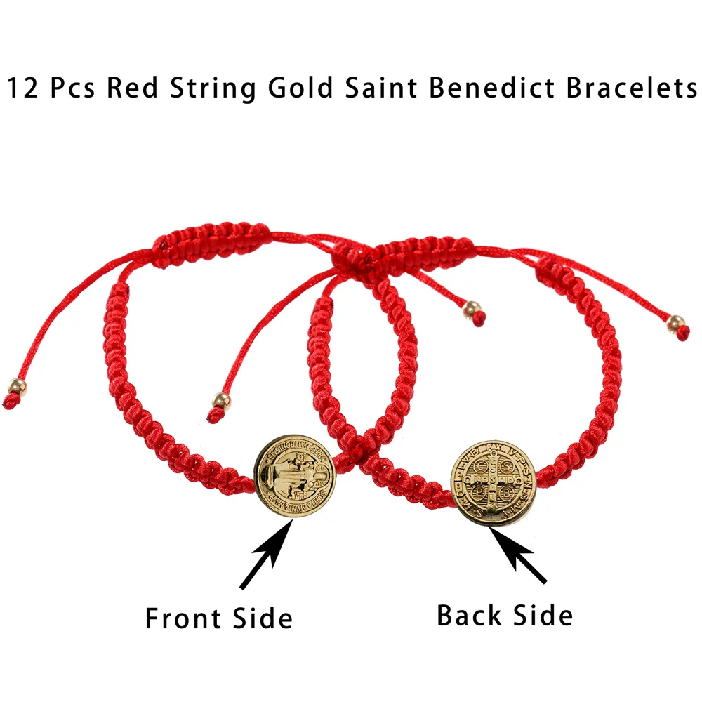 12 قطعة سان بينيتو أساور الأحمر الأسود سلسلة الدينية أساور هدية للنساء الرجال ليتل بنين والبنات