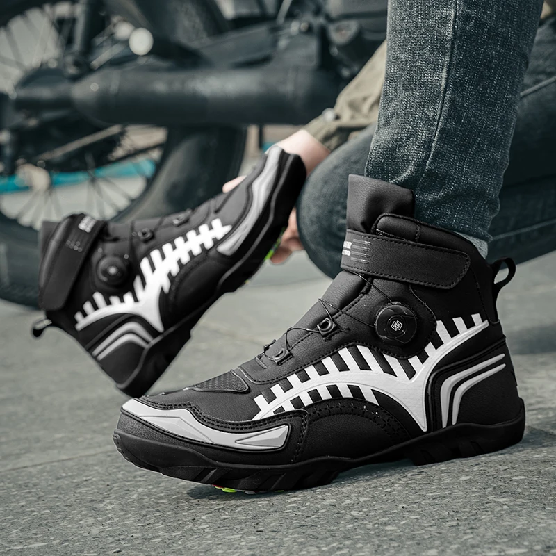 Lexsan Motorcycle Boots Men Leather Motos Breathable Anti Slip Wear-resistant Riders Boots Motorbike Racing Ankle Length Shoes
