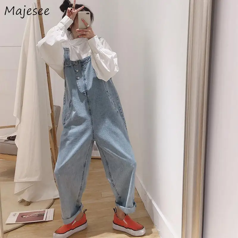 Jumpsuits Women Street Style Loose Novelty Washed Korean High Fashion Denim Top Quality Stylish Womens Streetwear Hot Sale Chic