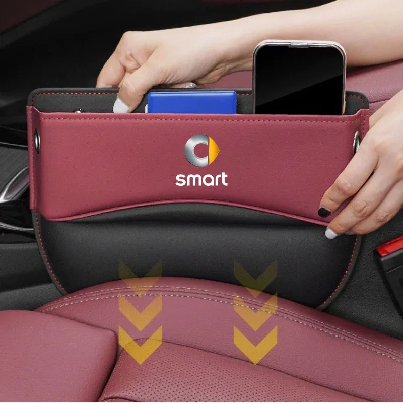 

Car Seat Side Storage Pocket For Car Seat Gap Filler Organizer Leather Box for SMART Fortwo Forfour 453 451 450 Auto Accessories