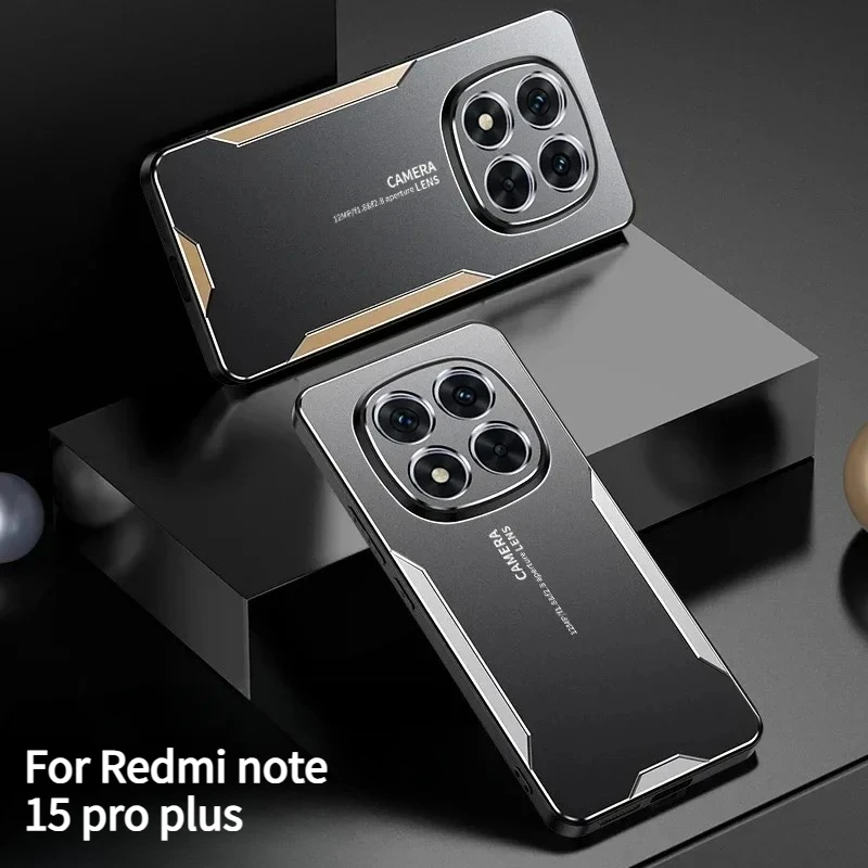 Business-Schutzhülle aus Aluminiumlegierung mit Matter Oberfläche für Redmi Note 15 Pro Plus 15 14 Pro Poco M8 Pro, Metall-Kameraschutz, Stoßfeste Abdeckung