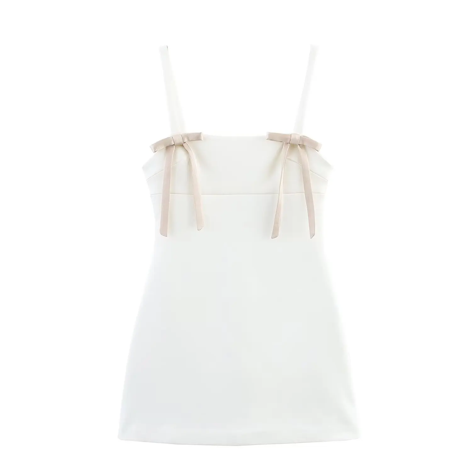 ชุดเดรสสายเดี่ยวผ้าซาตินเนื้อผ้าไหมใหม่สไตล์ยุโรปและอเมริกา ประดับโบว์