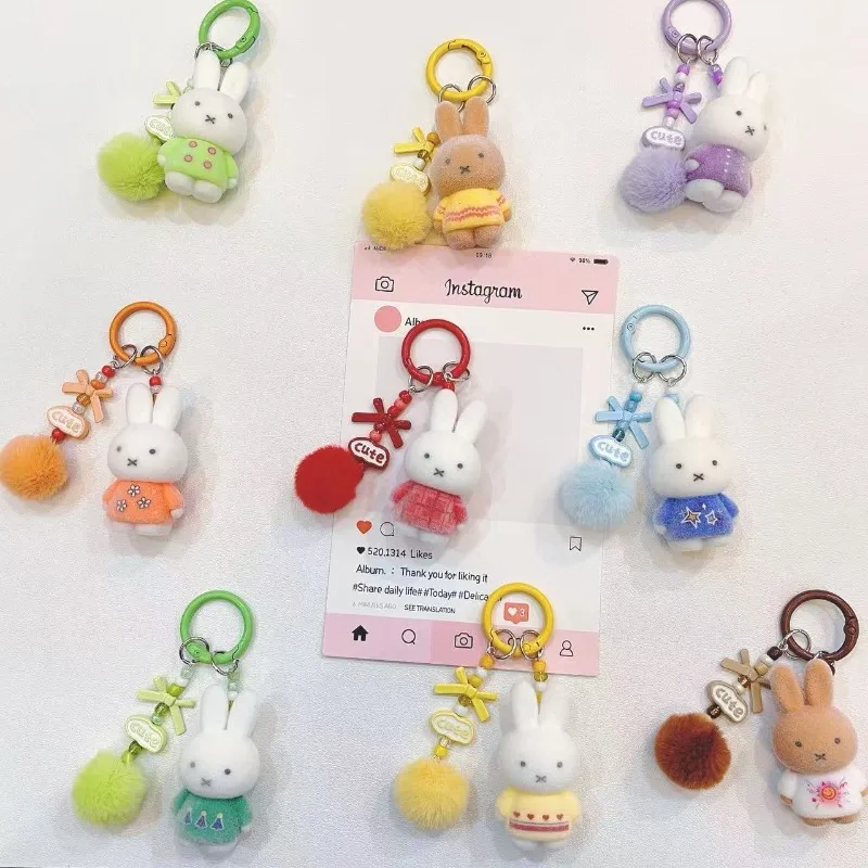

Cartoon Cute Miffy Rabbit Resin Keychain Cartoon Cute Creative Personalized Plush Ball Keychain Pendant Backpack Decoration Gift