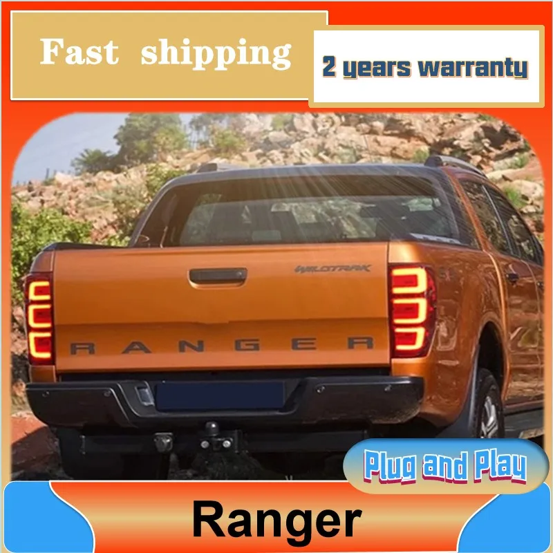 Car Styling for Ford Ranger Tail Light 2012-2020 Everest Taillight T6 Rear DRL Fog Brake Turn Signal Reversing