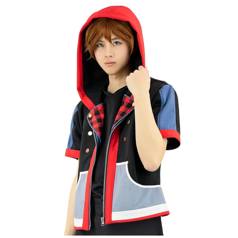 DAZCOS Kingdom Hearts Sora Cosplay Costume Men Casual Jacket Halloween Carnival Party Costumes