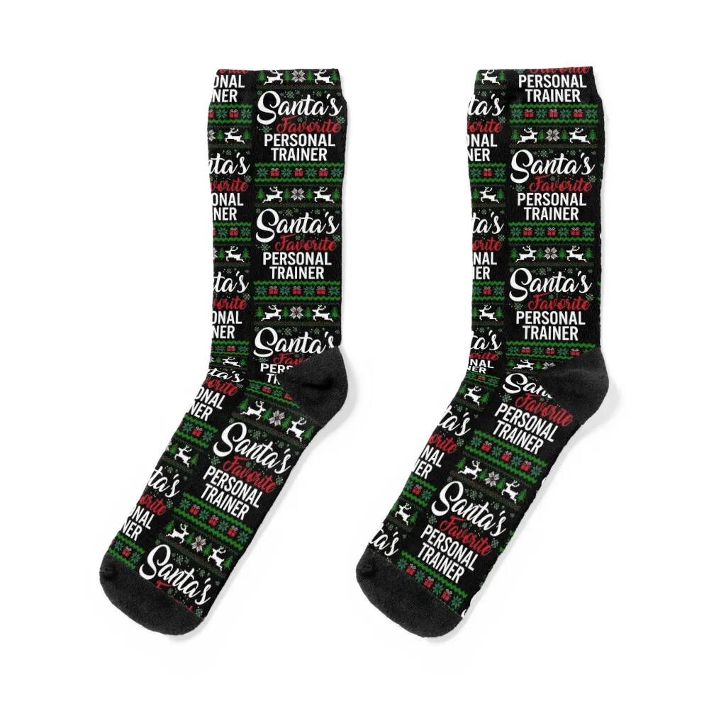 Calcetines de suéter feos de Navidad para entrenador personal favorito de Papá Noel, calcetines de escalada de moda novedosos para hombre y mujer