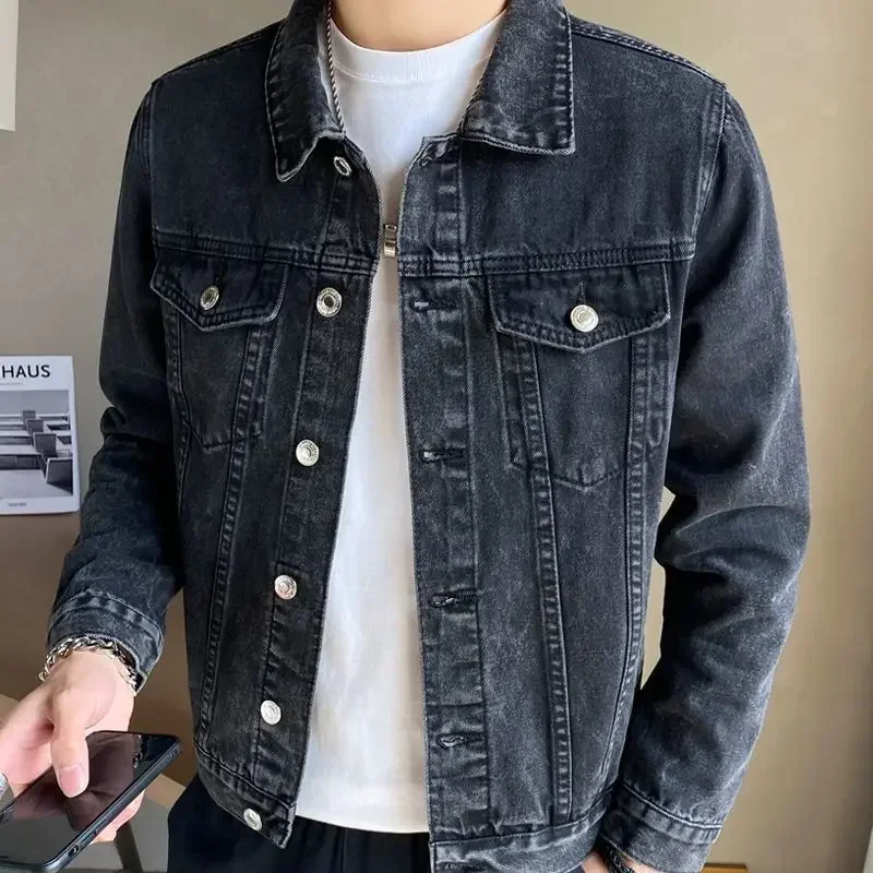 

GELITAYIN Jeans Coat For Men Black Autumn Denim Jackets Man High Quality Winter Low Cost Joker Fashion Large Size Menswear