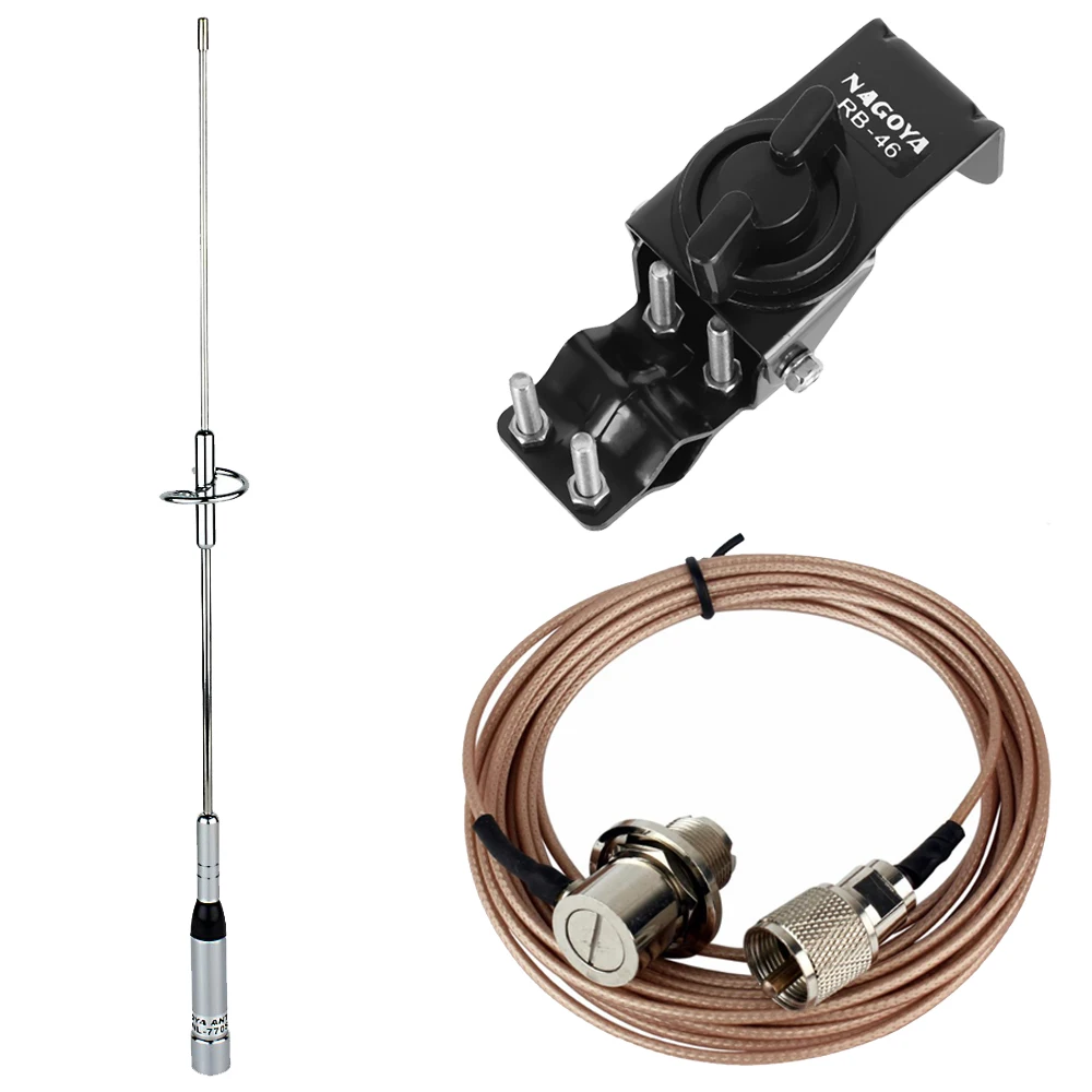 

NL-770S antenna with black RB-46 Mount Bracket and 5M SC-316 Extension Cable For Car Radio Kenwood Yaesu ICOM