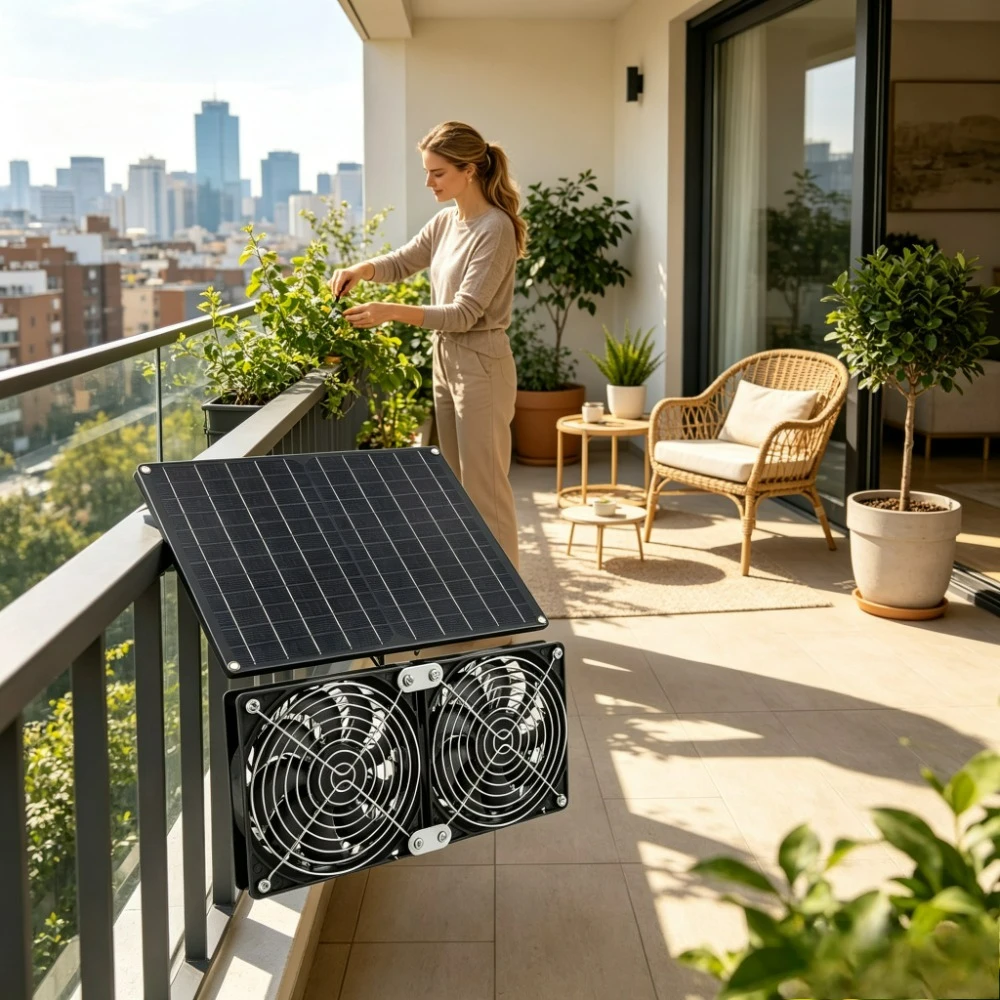 Backyard Storage Shed Professional 15W 20W Solar Powered Dual Fan IPX7 Waterproof Low Noise Fan for Dog House Chicken Coop