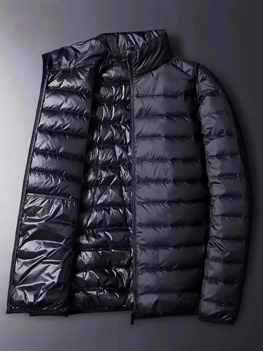 

Мужская легкая пуховая куртка Cact White Du Feather, повседневная, с воротником-стойкой, теплая, осенне-зимняя одежда, свободный крой