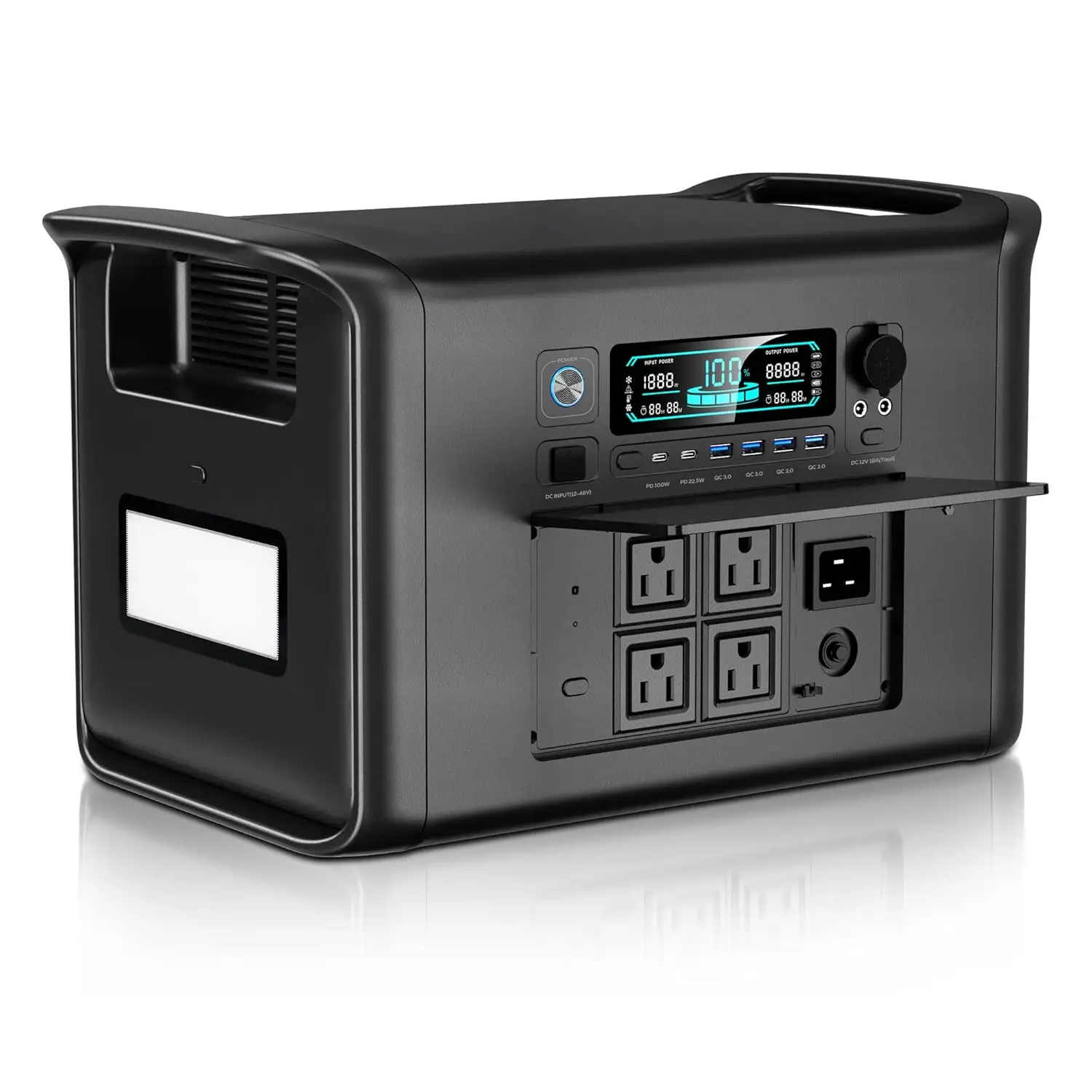 

Портативная электростанция, аккумулятор LiFePO4 2048 Вт·ч, выход переменного тока 2400 Вт (пиковая мощность 3400 Вт), солнечный генератор для кемпинга на природе