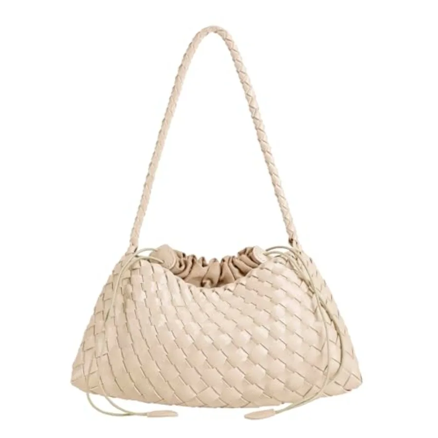 

Leather Basket Woven Handbag Vegan Leather Shoulder Cute Hobo Purse