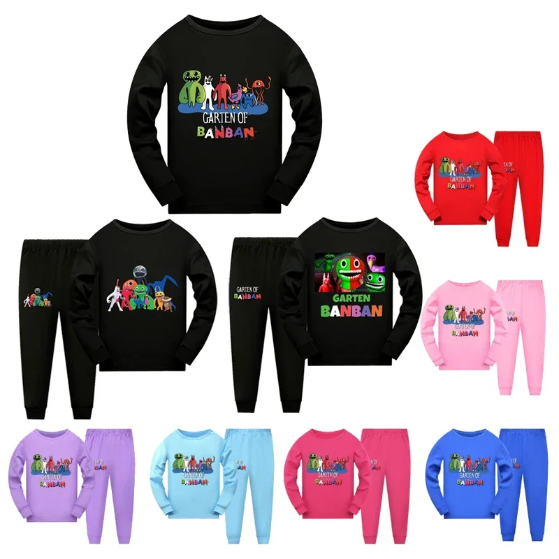 Garten of Banban Game Toddler Boys Girls Clothes Autumn Spring Pajamas Long Sleeve T Shirt pants Costume Kids Casual Sportswear