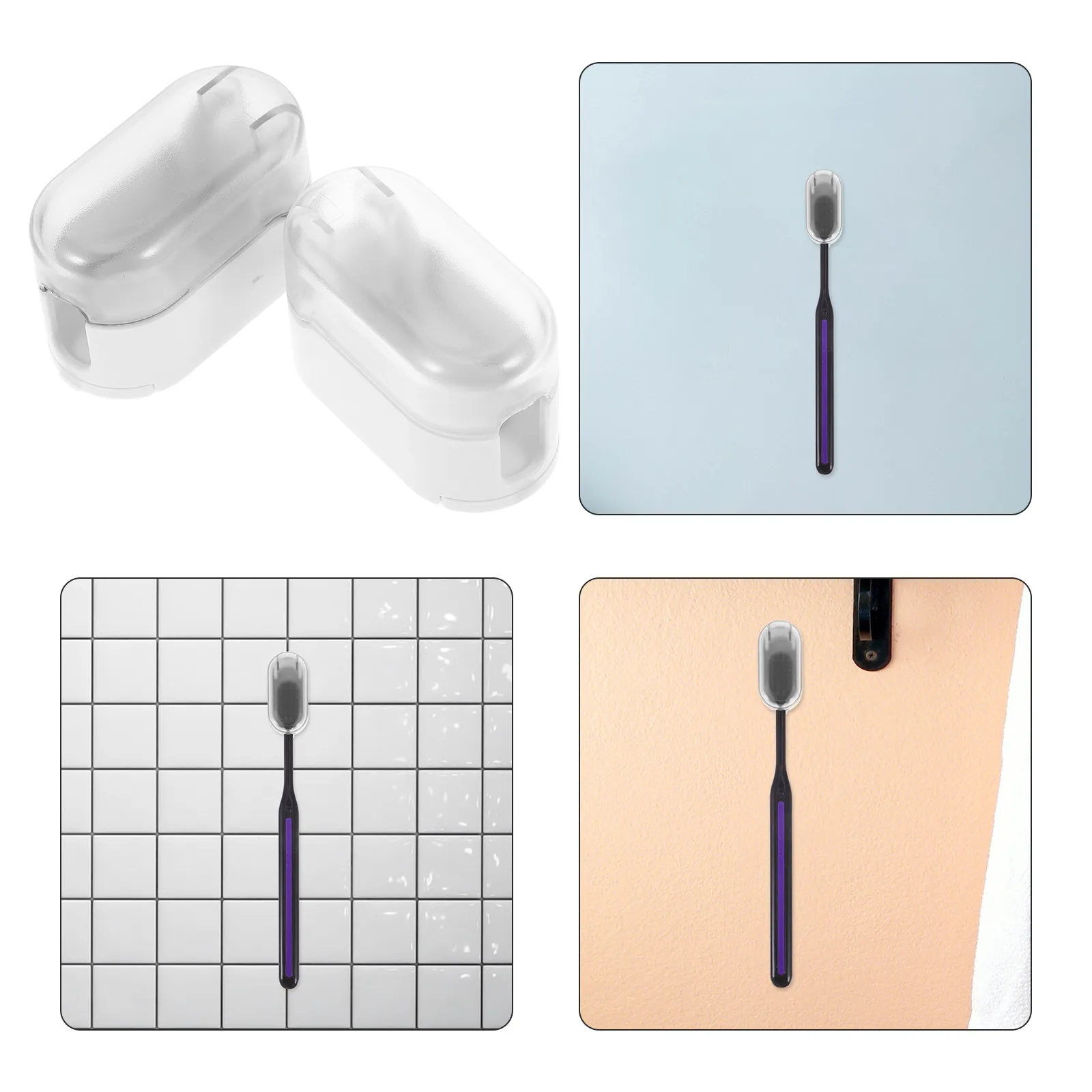 2Pcs Wall Mounted Toothbrush Holder with Cup Modern Bathroom Toothbrush Storage Rack No Drill Mount Rustproof Compact Design