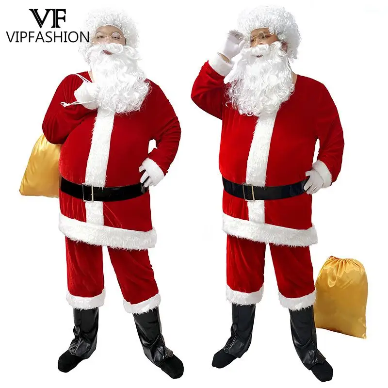 

VIP FASHION Christmas Cosplay Costume Santa Claus Holiday Party Costume Stage Performance Outfit Red Stage Performance Dress Up