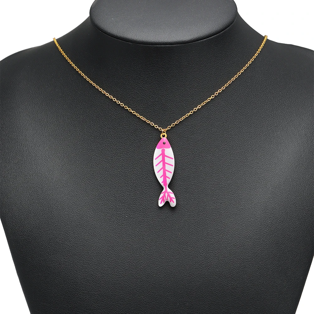 5 قطعة لا تتلاشى الفولاذ المقاوم للصدأ المينا الأسماك سحر القلائد المعلقات DIY بها بنفسك اليدوية صنع المجوهرات لمكونات الحرف اليدوية