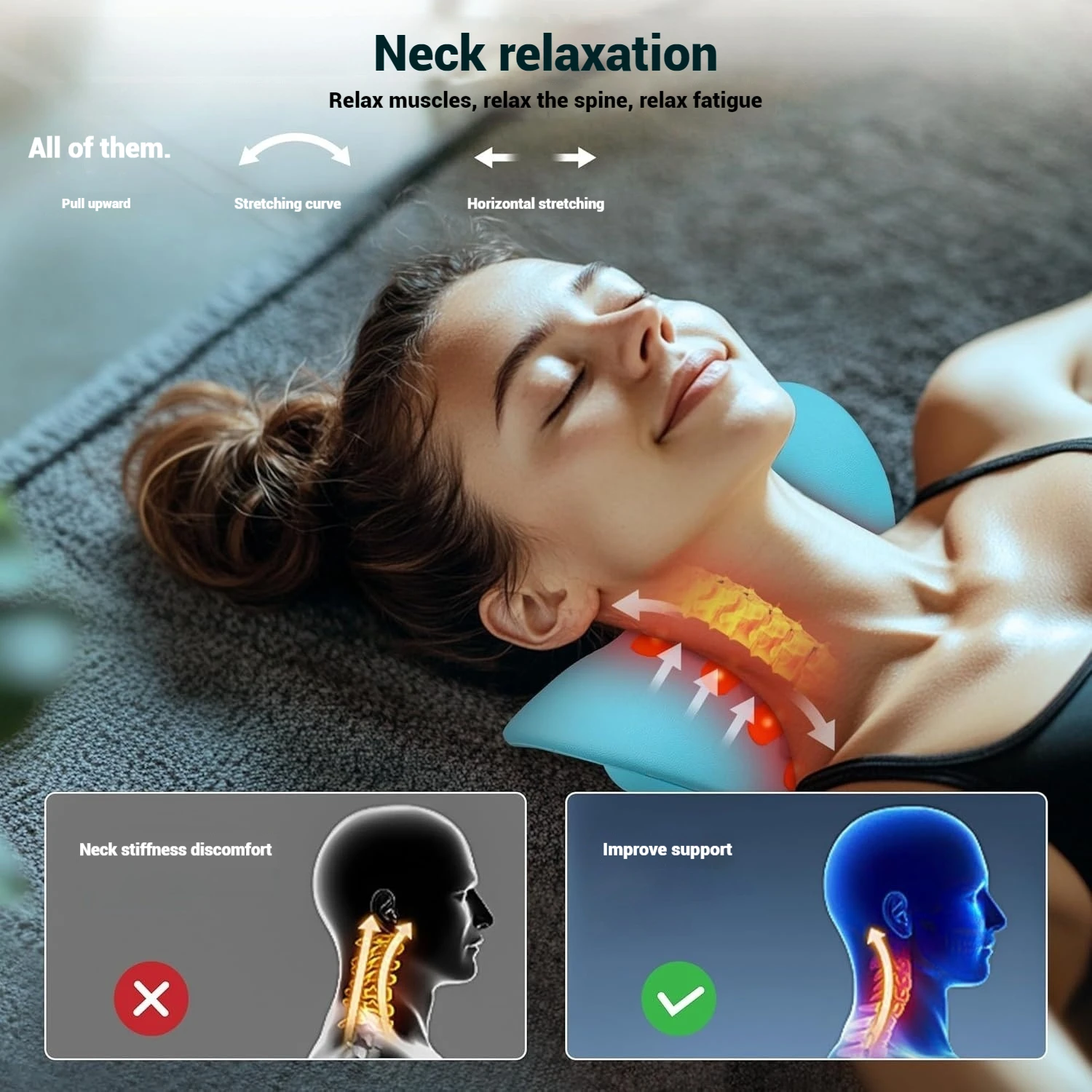

Portable Cervical Neck Massager for Adult Cervical Repair Traction and Head Acupoint Massage Pillow For massaager tools