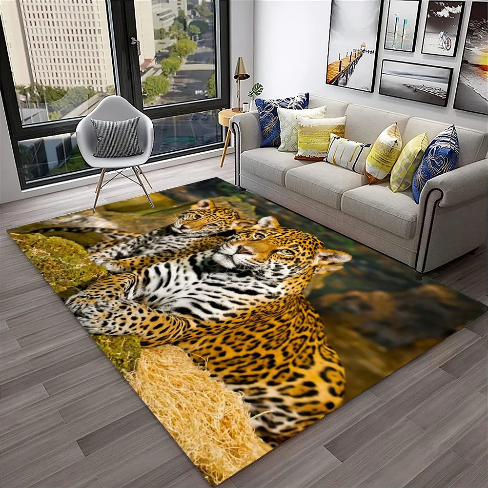 Beast Animal Leopard Cheetah Cartoon Carpet Rug for Home Living Room Bedroom Sofa Doormat Decor,kids Area Rug Non-slip Floor Mat