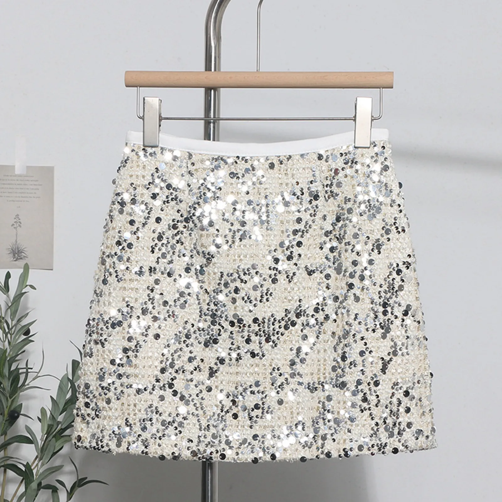 Girls High Waisted A Line Sequin Skirt New Sparkly Skirt Evening Party Short Skirt Luxury Sequined Femme Hip Wrap Mini Skirts