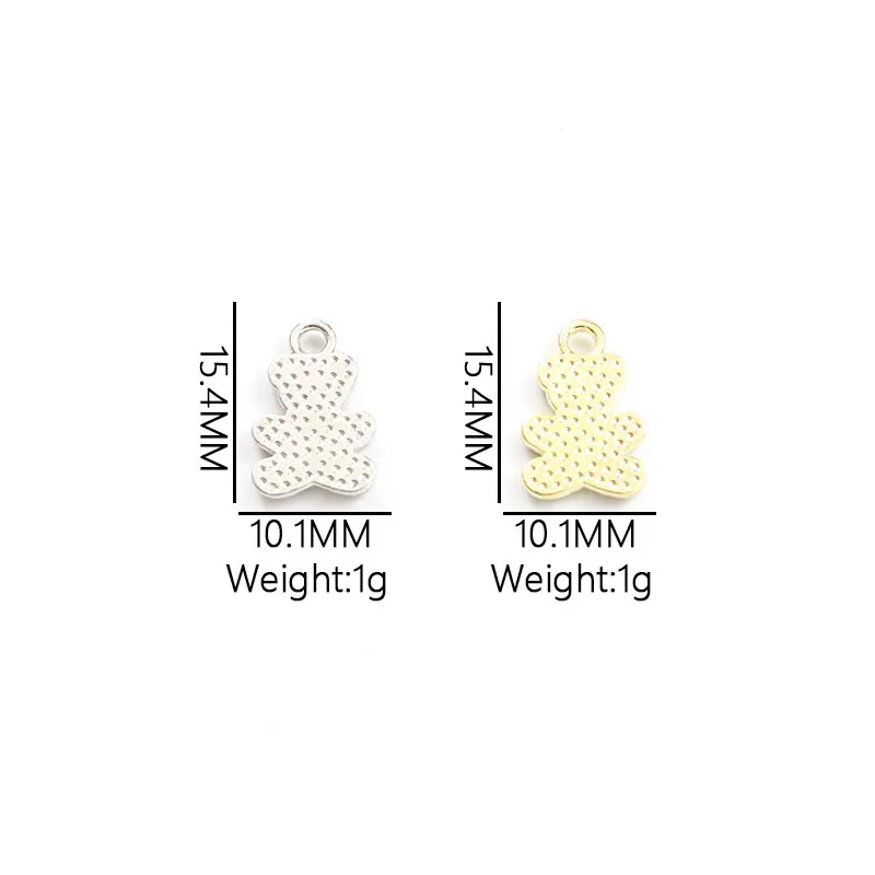 New 10pcs Trend Teddy Bear Crystals Rhinestones Charm 10.1*15.4mm Silver Gold Color Animal Metal Pendants For Jewelry DIY Making