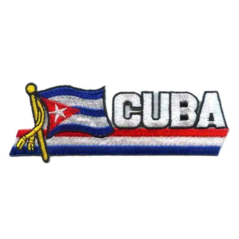 

Cuba Flag Patch Apparel Labels and Tags Embroidered Garment Tags Heat Cut Edge & Iron On Backing Customized MOQ50pcs