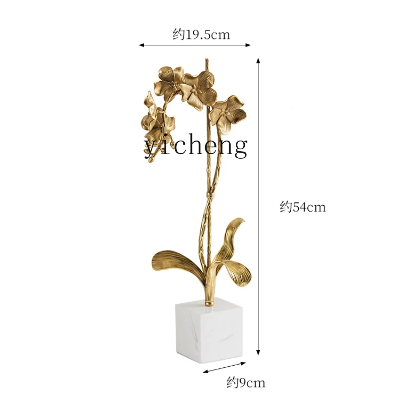 TQH high-grade marble brass orchid ornament modern decoration home wine cabinet TV cabinet living room light luxury