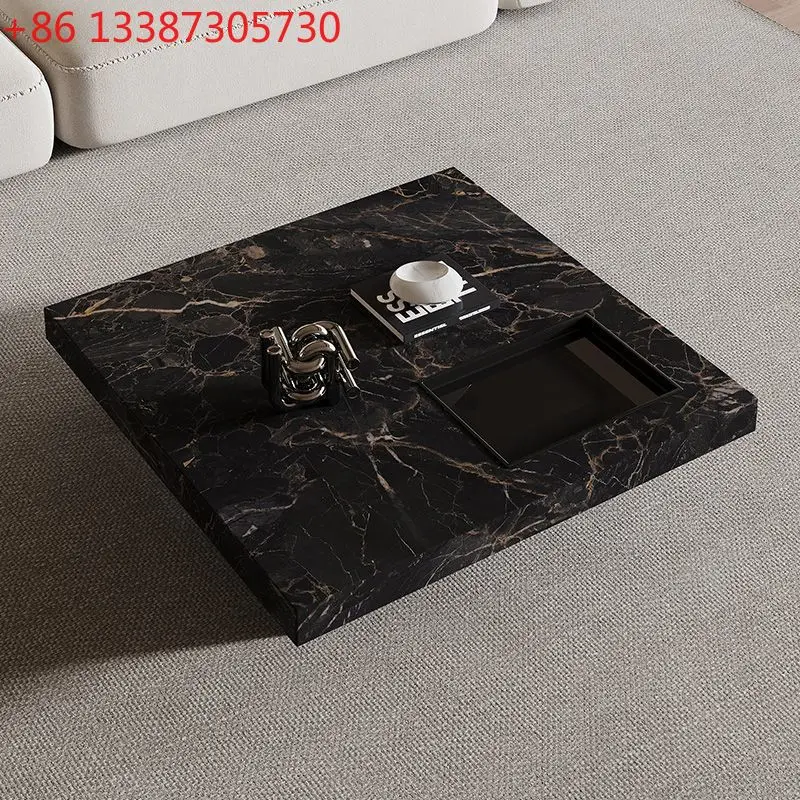 

Итальянский минималистичный квадратный журнальный столик из каменной плиты для гостиной, размер квартиры
