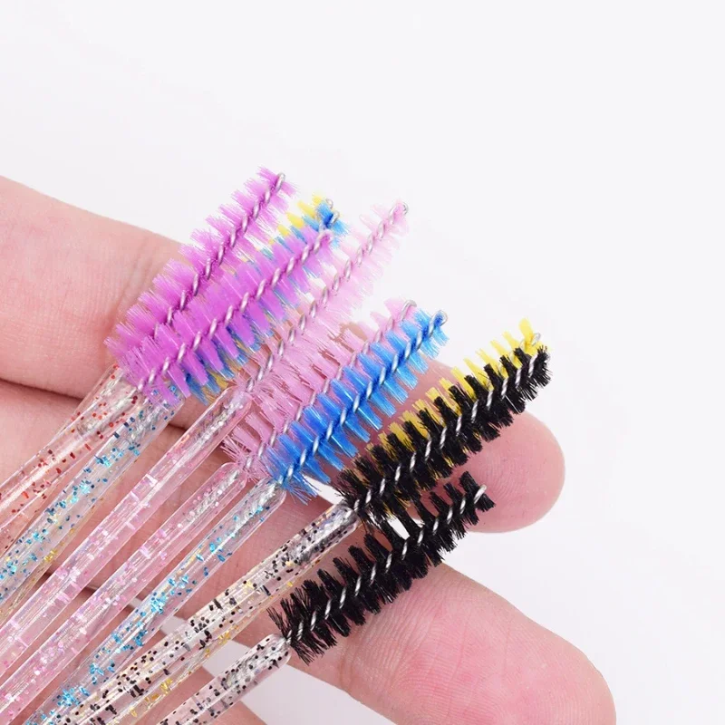 50Pcs Makeup brushes Disposable Crystal Eyebrow brush Diamond Handle Mascara Wand Applicator Eye Lashes Eyelash Extension Tool