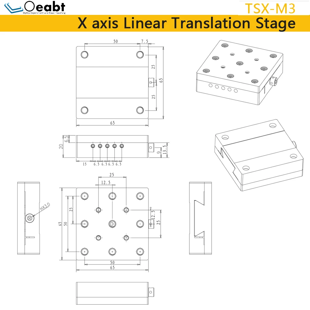 TXS-M3 X-axis Linear Translation Table Linear Slide Table Displacement Platform Single-Axis Precision Drive Dovetail Table