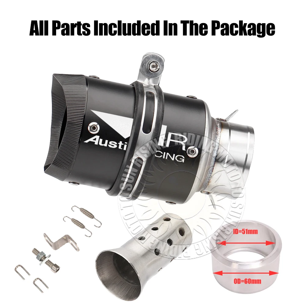 51mm 61mm Carbon/Stainless/Titanium AR Motorcycle Exhaust Muffler For Kawasaki Honda Yamaha KTM CF Suzuki Ktm Bmw etc Tail Pipe view 6