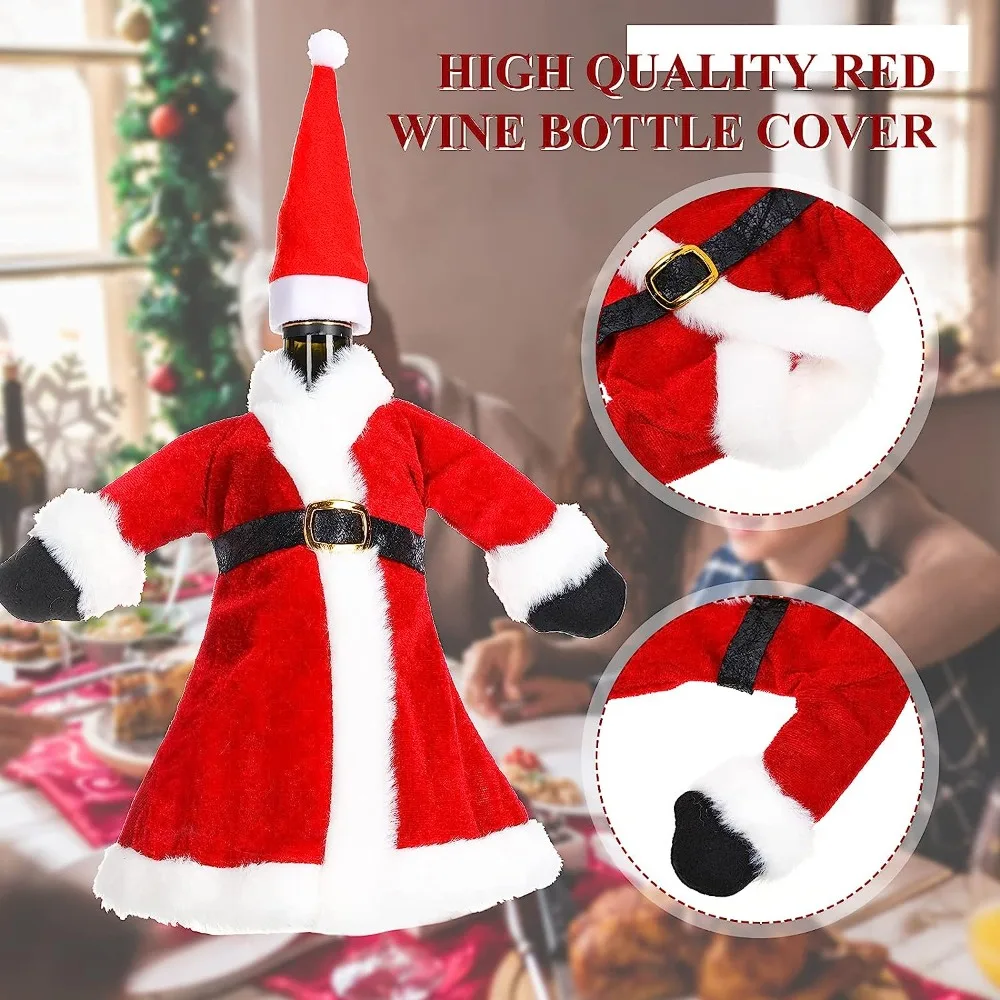 2/1Pcs Christmas Wine Bottle Cover Set Clothes Dress Wine Bottle Ornaments Bags Xmas Gifts For New Year Dinner Table Decoration