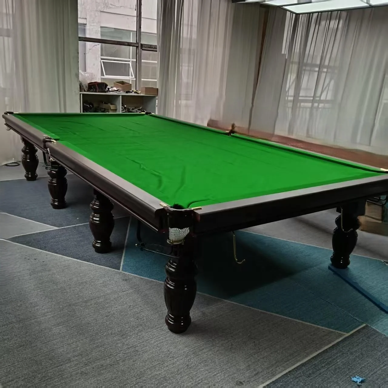 2026 Factory Customized 12ft Luxury Slate Snooker Pool Table Tournament Grade Leather Pockets Solid Wood Rails Home Ball Return