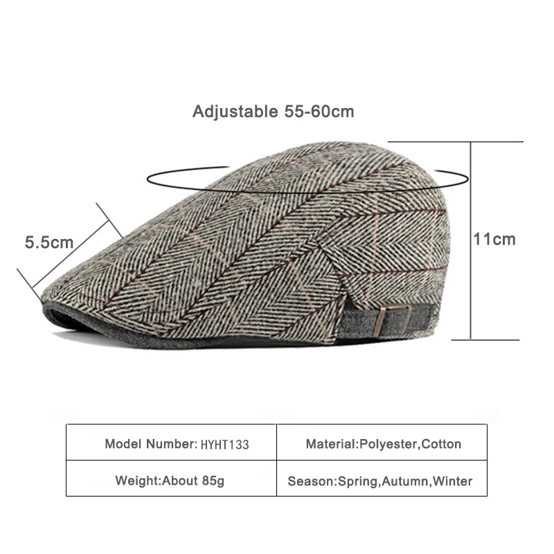 Women Men Hats Plaid Beret Caps Black Herringbone Newsboy Gorras Hombre Tweed Flat Cap Mens Hat Winter Autumn Hats Boinas