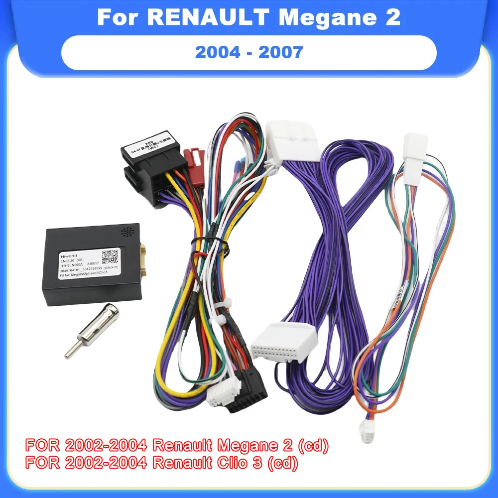 

16-контактный декодер Canbus Box для RENAULT Megane 2 2004-2007 Android-плеера, кабель питания, аудиоадаптер, комплект отделки приборной панели