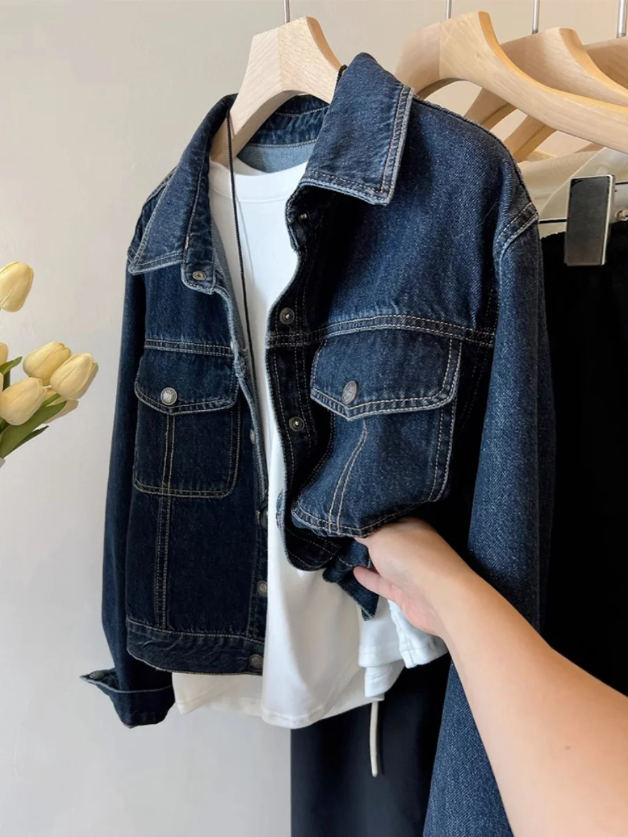 

Fashionable Collar Short Denim Jacket for Women Spring Autumn Handpicked Store Small Size Trendy Top Commute Style Loose...