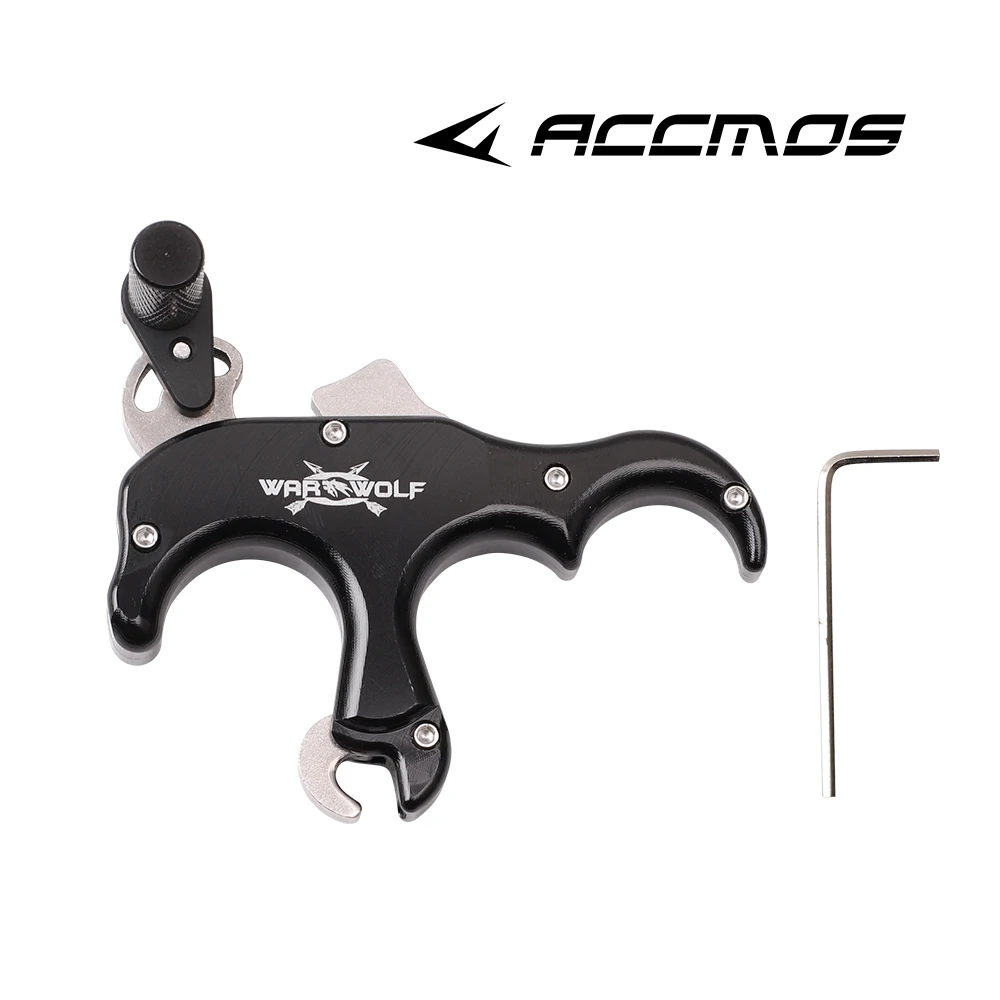 ACCMOS 3-Finger-Bogenschießhilfe, verstellbarer Auslöser, Aluminium-Compound-Bogen-Auslösehilfe für die Jagd, für Links- und Rechtshänder – Detail 2